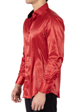 242205 - Red Button Up Long Sleeve Dress Shirt