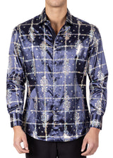 242206 - Navy Button Up Long Sleeve Dress Shirt