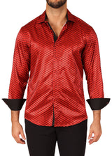 242201 - Red Button Up Long Sleeve Dress Shirt