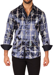 242206 - Navy Button Up Long Sleeve Dress Shirt