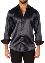 242205 - Black Button Up Long Sleeve Dress Shirt