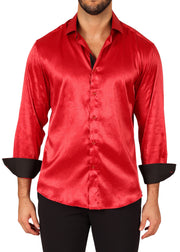 242205 - Red Button Up Long Sleeve Dress Shirt