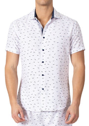 222078 - White Nautical Print Short Sleeve Shirt