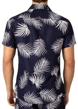 222079 - Navy Tropical Print Short Sleeve Shirt