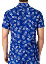 222086 - Navy Tropical Print Short Sleeve Shirt