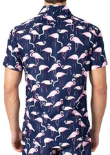 222088 - Navy Tropical Print Short Sleeve Shirt