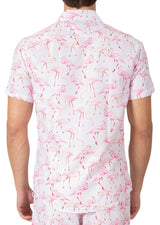 222088 - White Tropical Print Short Sleeve Shirt