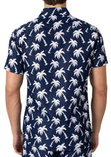 222089 - Navy Tropical Print Short Sleeve Shirt