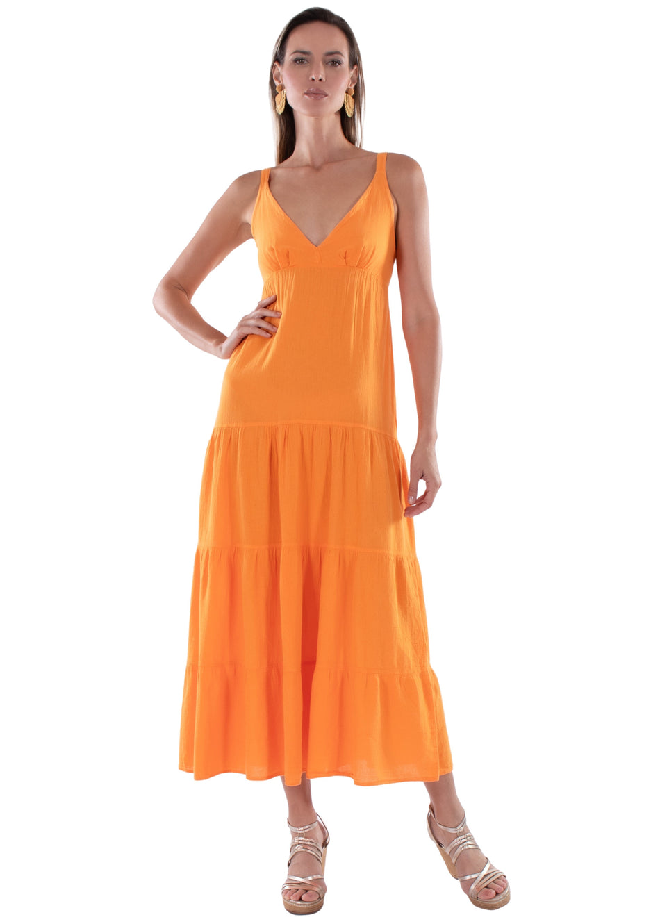 NW1430 - Orange Cotton Dress