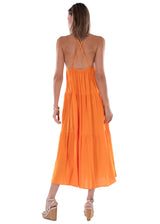 NW1566 - Orange Blue Cotton Dress