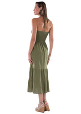 NW1567 - Olive Green Cotton Dress