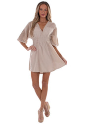 NW1602 - Baby Beige Cotton Mini Dress