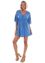 NW1602 - Blue Cotton Mini Dress