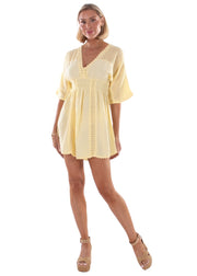 NW1602 - Baby Yellow Cotton Mini Dress