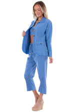 NW1651 - Blue Long Cotton Jacket