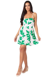 NW1759- Print Green Mini Cotton Dress