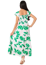 NW1766- Print Green Maxi Cotton Dress