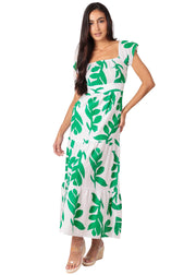 NW1766- Print Green Maxi Cotton Dress