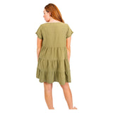 NW1815 - Olive Green  Curve Cotton Dress