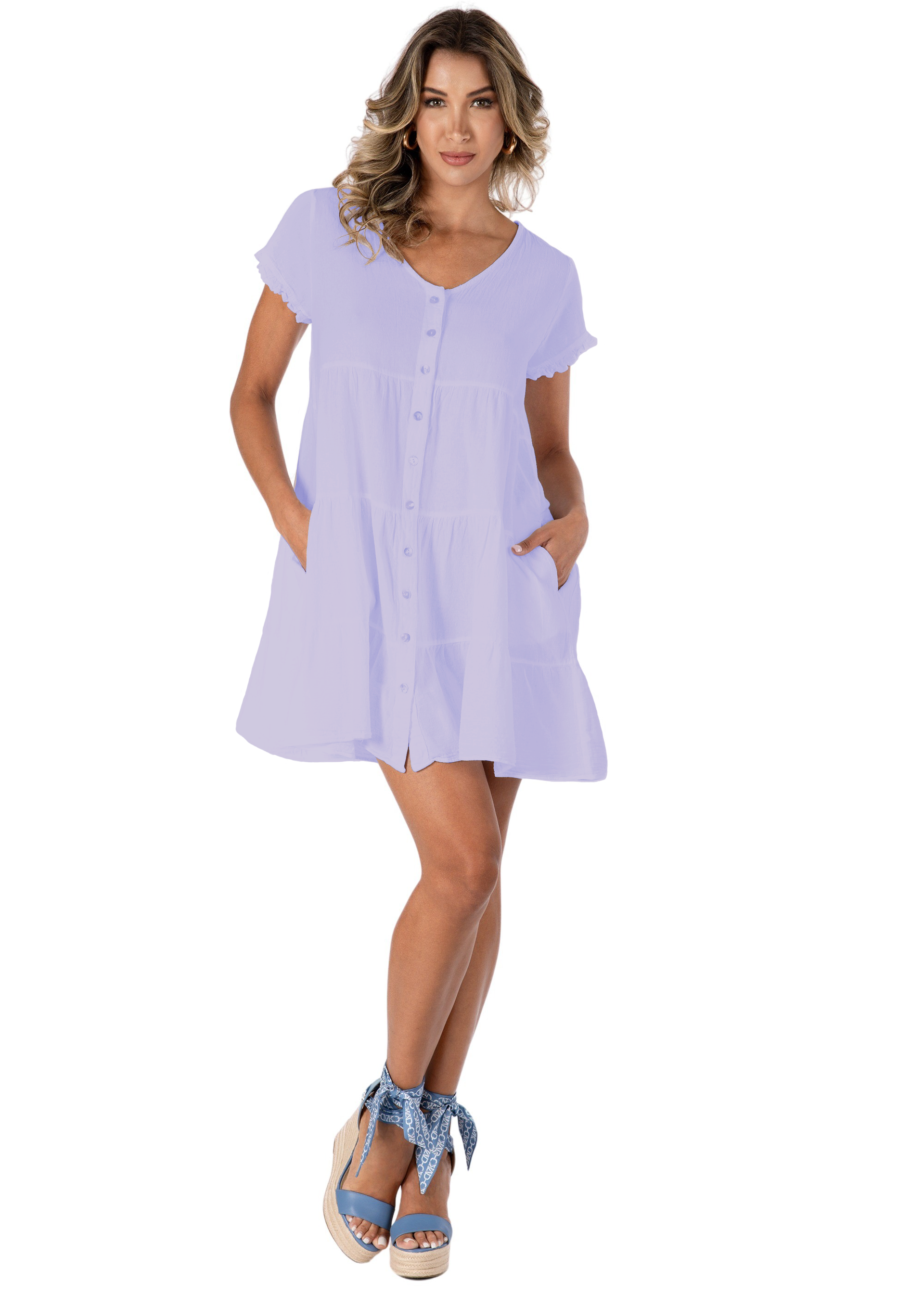 NW1830 - Lilac Curve Cotton Dress NEO NYC, INC. NW1830 - Lilac Curve Cotton Dress NEO NYC, INC.