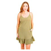 NW1834 - Olive Green CurveCotton Dress