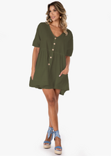 NW1833 - Olive Green Missy Cotton Dress