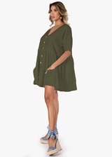 NW1833 - Olive Green Missy Cotton Dress