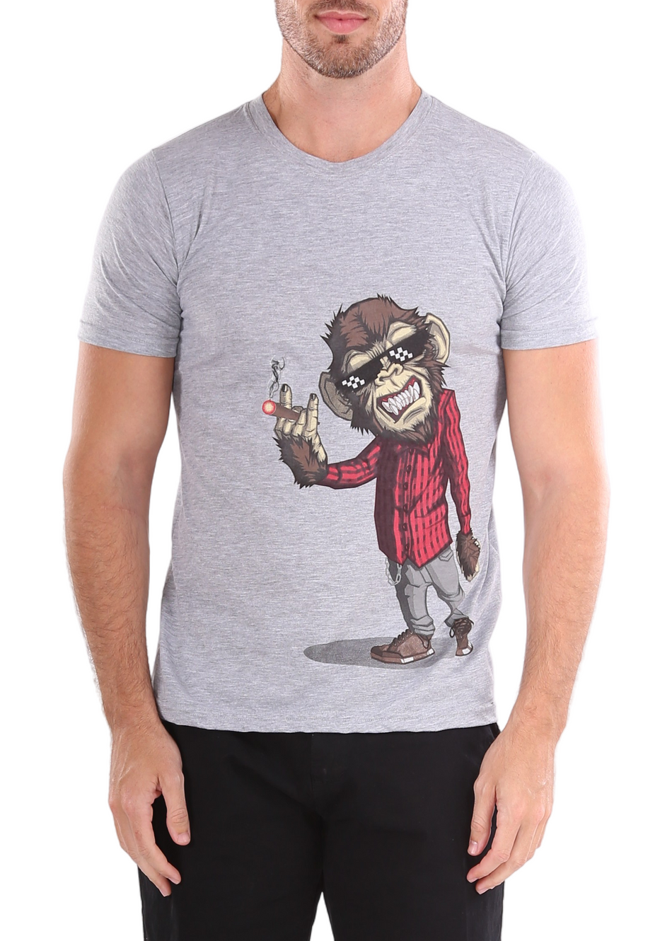 161868 - Monkey Business Men's Heather Gray Short Sleeve T-Shirt