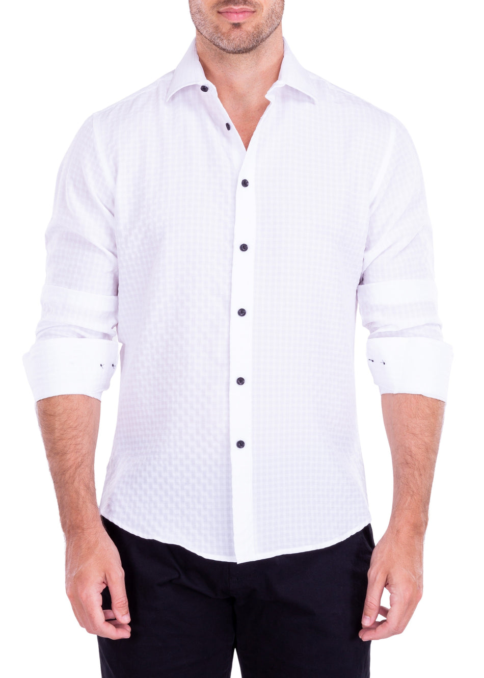 172510 - Men's White Button Up Long Sleeve Dress Shirt