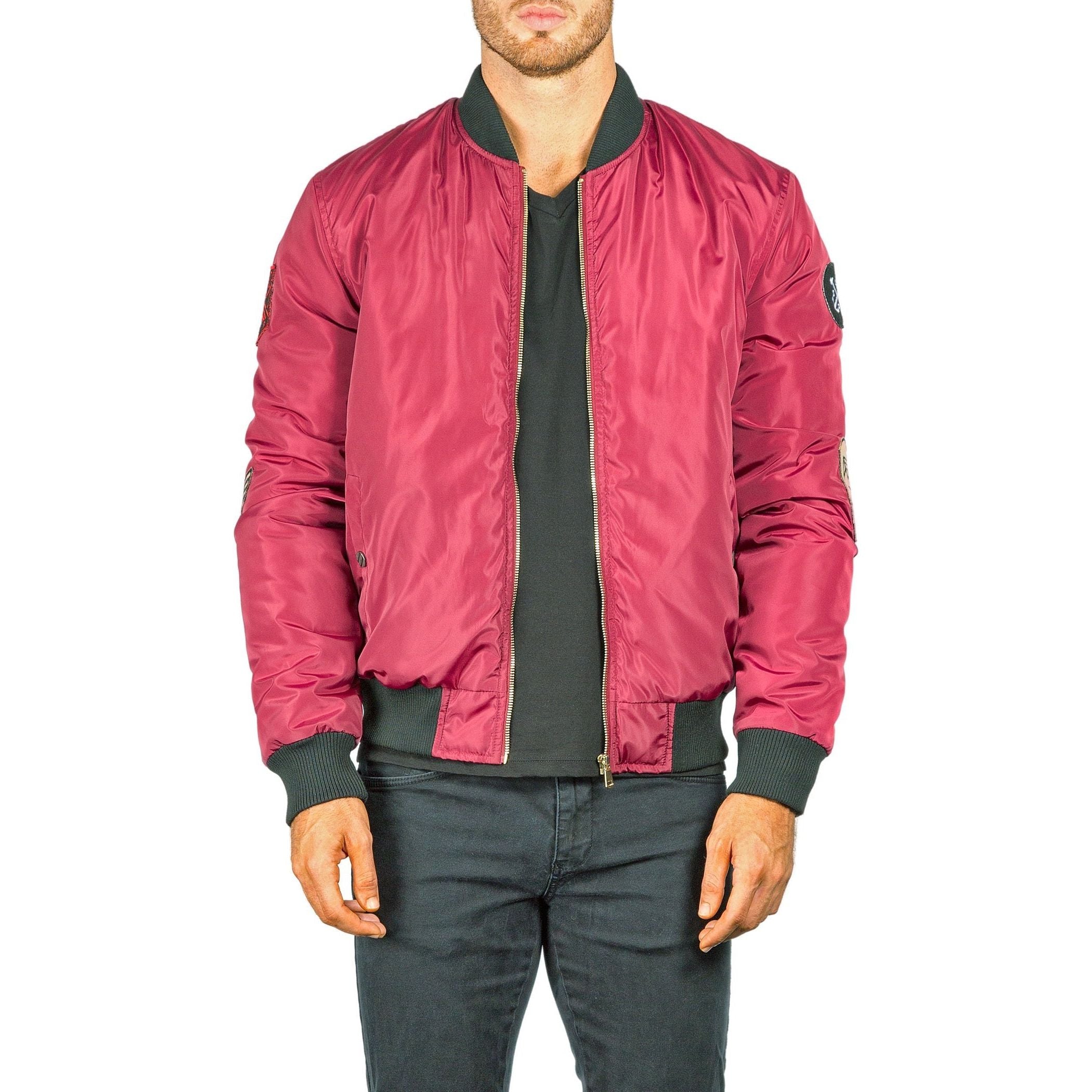 BESPOKE - Burgundy Bomber Jacket - 174201 - www.bespokemoda.com