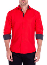192318 - Red Button Up Long Sleeve Dress Shirt