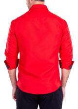 192318 - Red Button Up Long Sleeve Dress Shirt