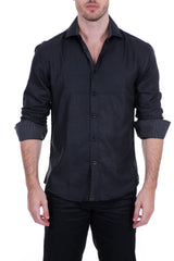 192325 - Black Button Up Long Sleeve Dress Shirt