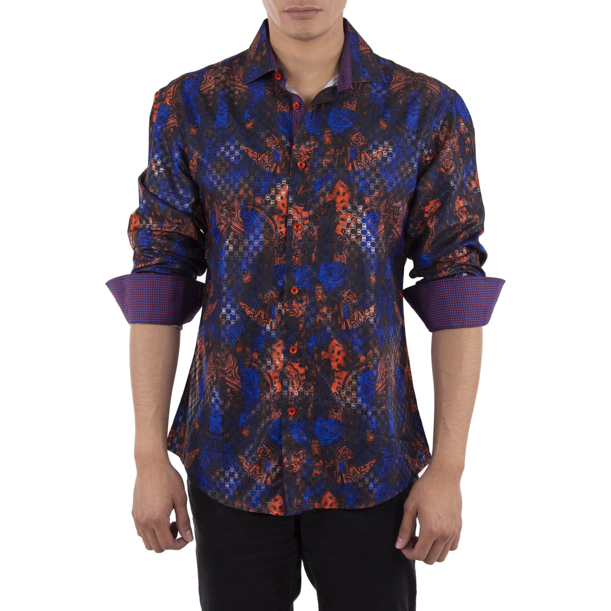 BESPOKE - Mens Black Button Up Long Sleeve Dress Shirt - Modern Fit ...
