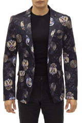 194157 - Black Pattern Evening Blazer