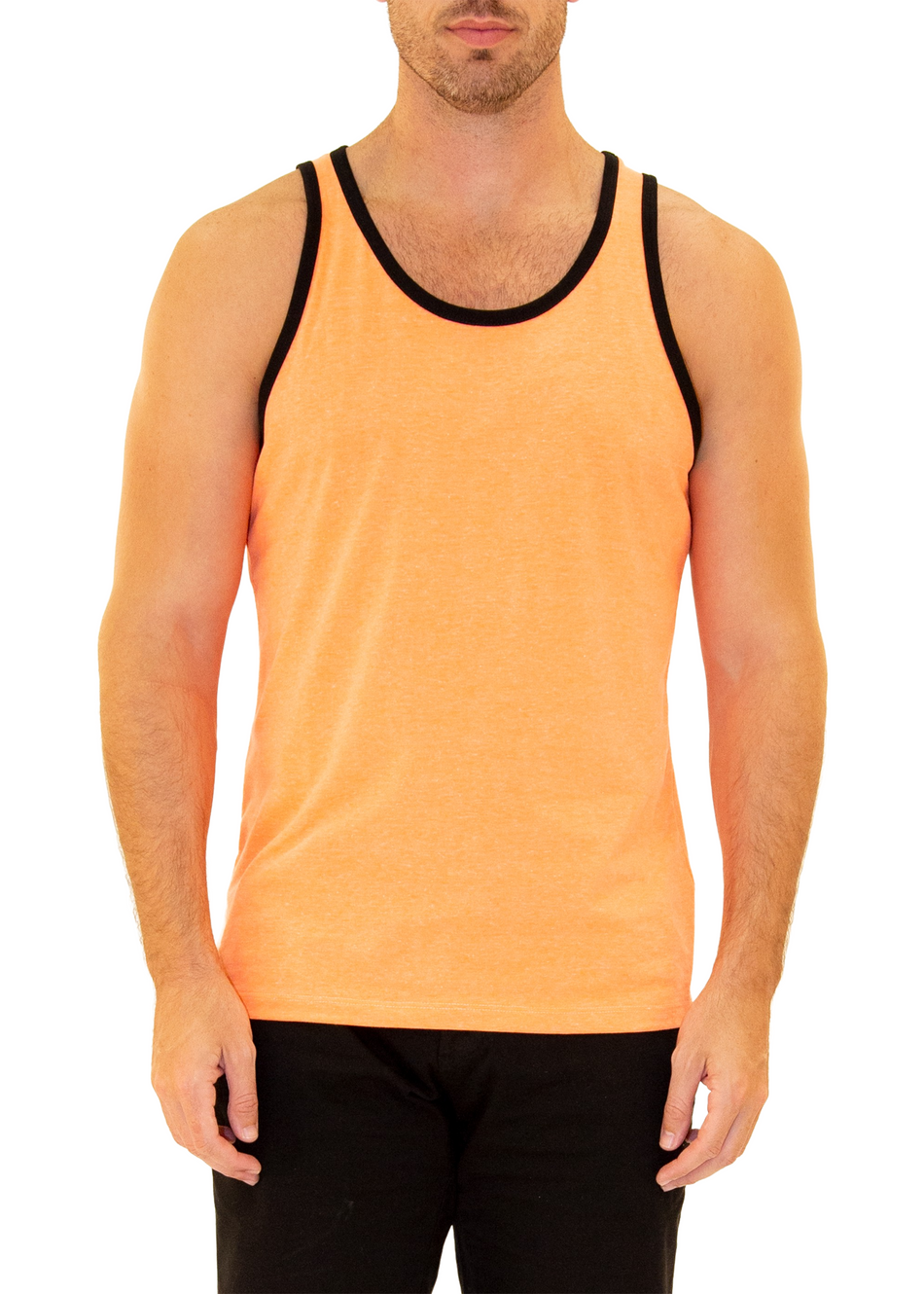 201023 - Men's Neon Orange Cotton Tank Top