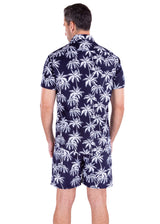 223111 - Navy Tropical Print Shorts