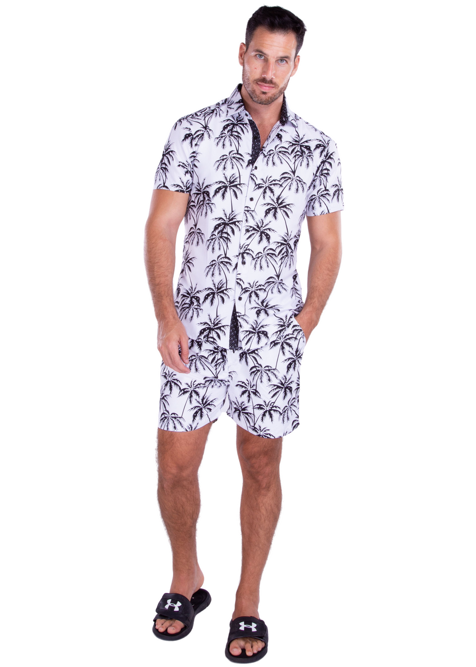 203152 - White Tropical Print Shorts