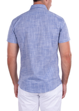 202120 - Men's Blue Button Up Short Sleeve Dress Shirt
