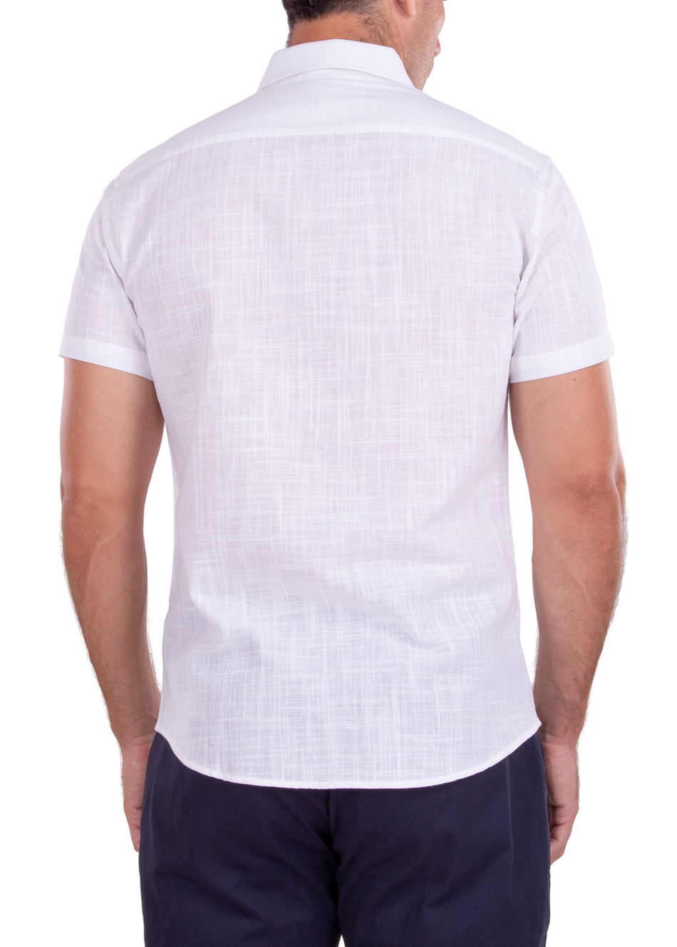 202120 - Men's White Button Up Short Sleeve Dress Shirt