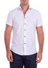 202120 - Men's White Button Up Short Sleeve Dress Shirt
