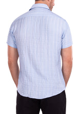 202173 - Blue Button Up Short Sleeve Dress Shirt