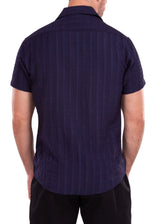 202173 - Navy Button Up Short Sleeve Dress Shirt