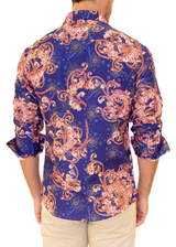 202232 - Men's Navy Button Up Long Sleeve Dress Shirt