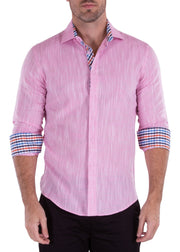 202238 - Men's Pink Button Up Long Sleeve Dress Shirt