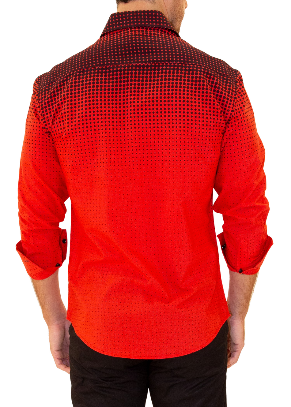 202500 - Men's Red Button Up Long Sleeve Dress Shirt