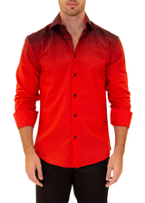 202500 - Men's Red Button Up Long Sleeve Dress Shirt
