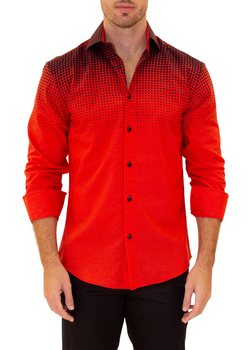 BESPOKE Mens Red Long Sleeve Dress Shirt Modern Fit 202500 www.bespokemoda NEO NYC INC