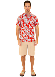 206000 - Red Cotton Hawaiian Pocket Shirt