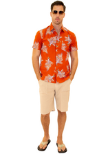 206019 - Orange Cotton Hawaiian Pocket Shirt